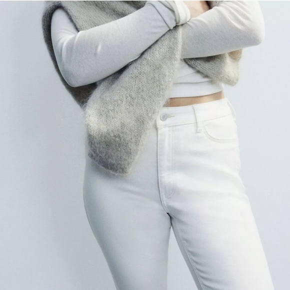 H&M White Curvy Jeggings Ultra High Waist Ankle Lenght Skinny‎ Size 2 & Denim - Picture 2 of 10